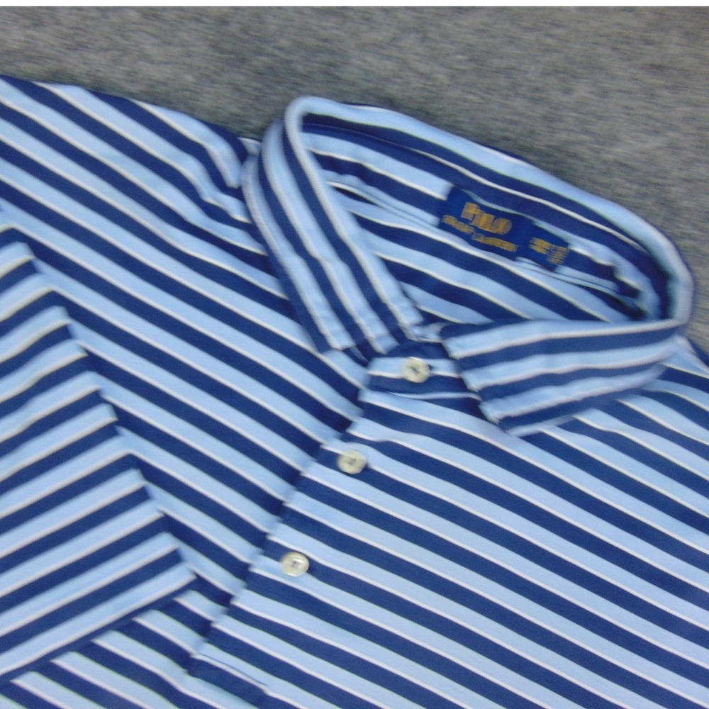 Polo Ralph Lauren Polo Shirt Mens 2XLT Blue Striped Preppy Classic Nautical Golf